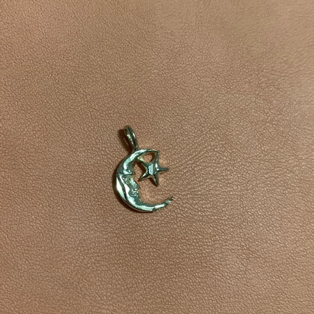 Sterling silver moon and star pendant